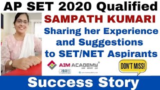 Success Story Sampath Kumari APSET 2020 Qualified  Sharing her Experience and Suggestions to all [upl. by Adriaens]