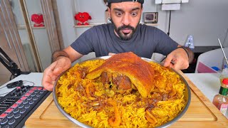 قوزي ظهر خروف كبسة تاريخية ودسمة يا ابطال Mukbang Arab Food Kabsa Eating Show [upl. by Sokul]