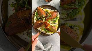 Hasselback Sweet Potato with Yogurt Sauce quick healthy recipe vegetable [upl. by Primrosa123]