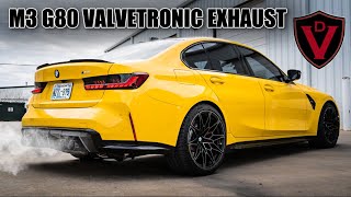 VALVETRONIC BMW G80 M3 EXHAUST SOUND  INSTALL  Acceleration Revs Cold Start Equal Length [upl. by Rossen]