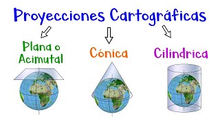 🌎 Proyecciones Cartográficas Cónica Cilíndrica Plana o Acimutal 🗺 Fácil y Rápido [upl. by Venditti]