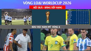 Kết quả vòng 6 khu vực Nam mỹ vòng loại worldcup 2026 bảng xếp hạng v6 argentina giành 3 điểm [upl. by Moina115]