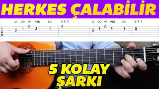 Gitara YENİ BAŞLAYANLAR için 5 KOLAY Solo quotTab Gitar Dersi 1quot [upl. by Annaitat]