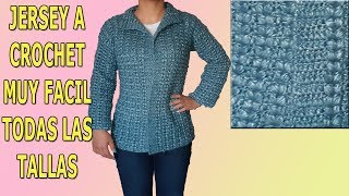 Sueter a crochet o ganchillo  super facil  jersey  abrigo  crochet sweater  parte 1 [upl. by Stich5]