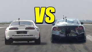 2000HP NISSAN GTR vs 1400HP TOYOTA SUPRA  THAT SOUND🔥💥 [upl. by Eglantine]