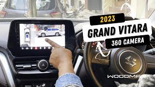 Grand Vitara Android Stereo with Piano Finish Frame  Woodman 360 Bird View System Review  2023 [upl. by Nyla]