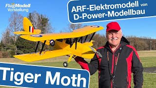 Phoenix Tiger Moth elektrisch von DPower mit 14 m Spannweite  aus Test in FlugModell 782024 [upl. by Lawley]