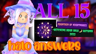 ALL HALO ANSWERS TO WIN HALLOWEEN HALO 2022  Fountain Story Answers [upl. by Caundra]