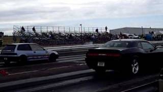 Honda Civic drag race 2009 Dodge Challenger 9192009 [upl. by Airrej]