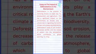 Essay on The Impact of Deforestation on the Environment [upl. by Ataner]