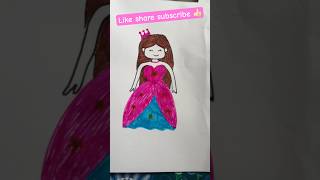 Easy way of drawing cute little princess creativeart drawing painting barbie princess ytshorts [upl. by Bullion208]