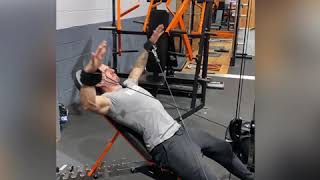 Cable Incline Crucifix Lateral Raise  wrist cuffed [upl. by Kenyon]