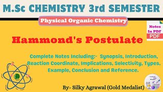 Hammonds Postulate  Physical Organic Chemistry  Msc Third Semester [upl. by Clarette220]