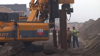 Steel Sheet Piling Installation Begins to Protect Route 35 and Homes [upl. by Eirret]