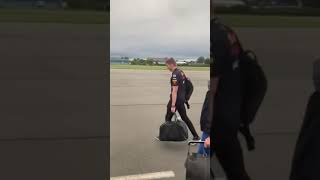 Ricciardo  Verstappen and Kyvat on their way to the plane [upl. by Nakre345]