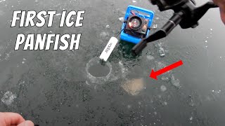 Searching for Big First Ice Panfish on Crystal Clear Ice Testing Vexilar FL8SE [upl. by Anawad581]