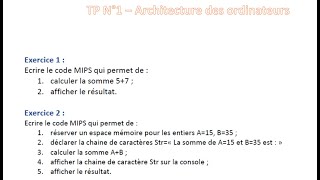 Mes premiers exercices MIPSQtSpim L2 TP Architectures des ordinateurs [upl. by Nylyram]