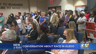 Aledo Residents Shed Tears Share Shock Over Students Mock Online Slave Trade At School Board Mee [upl. by Einahpet]