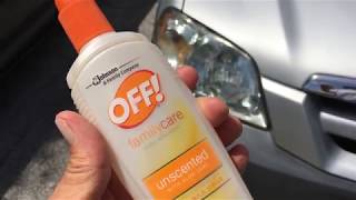 How to clean sun damage car headlights with Off bug spray [upl. by Kata]