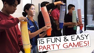 15 Fun amp Easy Party Games For Kids And Adults Minute to Win It Party [upl. by Ayekin]