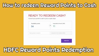 How to redeem reward points in HDFC Regalia Credit Card to CASH  HDFC Reward Points Redemption [upl. by Akanke]