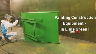 Spray painting steel tipper buckets and construction equipment in lime green [upl. by Jaimie22]