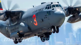 C130 Hercules Aircraft Landing and Take Off US Air Force [upl. by Adilem645]