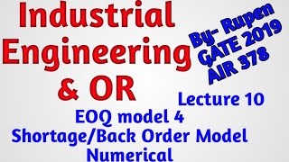 EOQ model 4 EOQ with Shortage or Back Order Numerical [upl. by Aniras68]