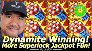 Dynamite Winning on Eureka Reel Blast with the Superlock Jackpot Wheel and Piggy Bankin Slot Action [upl. by Olaf66]