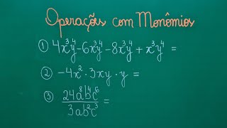 MONÔMIOS  Adição Subtração Multiplicação e Divisão com Monômios  Professora Angela Matemática [upl. by Camile]