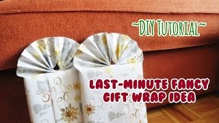 DIY Tutorial LastMinute Fancy Gift Wrap Idea [upl. by Zzabahs]