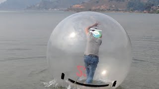 Crazy Guy In The Water Ball Walking At Lake Phewa Pokhara Nepal [upl. by Chaffin]