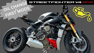 FIRST SERVICE AND MODS  2023 DUCATI STREETFIGHTER V4 SP2 [upl. by Llenrrad634]