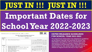 JUST IN  Important Dates for School Year 20222023 DepEd Order No 34 s 2022wildtvoreg [upl. by Annaik]