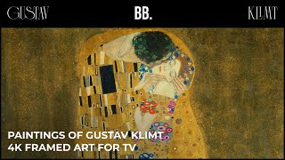 4K Paintings of Gustav Klimt  Aesthetic Framed Art Screensaver for your TV with Fireplace [upl. by Sirc428]