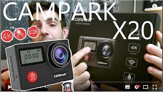 CAMPARK X20 mp  Action cam 4K Wifi TACTILE avec un double écran [upl. by Rider298]