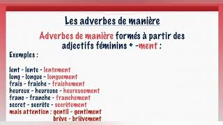 Les adverbes Les adverbes de manière en ent [upl. by Muldon]