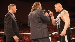 Brock Lesnar attacks Triple H Raw April 30 2012 [upl. by Rekoob]