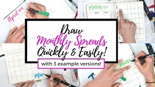 How to Draw 3 Types of Monthly Calendars in your Journal [upl. by Parsaye111]