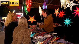 Londons First Christmas Market 2022 Southbank Walk watching Christmas Lights 4K HDR [upl. by Otrebmal428]