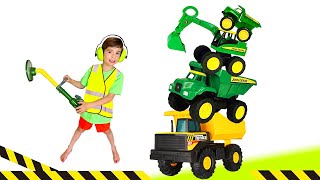 Yard work Video for Kids  Excavator Truck Tractor Lawn mowers Tools BLiPPi Toys  min min playtime [upl. by Hisbe]