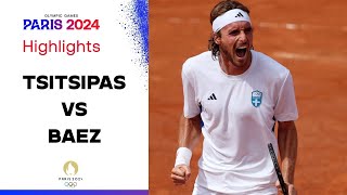 Stefanos Tsitsipas vs Sebastian Baez HIGHLIGHTS  Olympics Paris 2024 [upl. by Skelton]