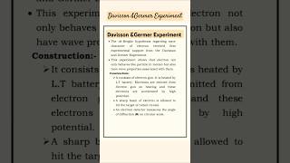 Davisson and Germer Experiment  BSc SY  chemistry shorts atomicstructure science [upl. by Yracaz]