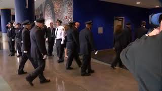 Officer Craig Lehners K9 Shield escorts his casket before Lehners funeral [upl. by Aseen]