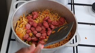 SPAGHETTI SAUCISSE HAÏTIEN RECETTE espagetiKOMAN MWEN FÈ YON BON SPAGHETTIS ak saucisses [upl. by Paviour]