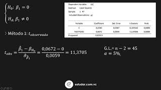 Econometria  Regressão Linear Simples  Teste t Método t Observado [upl. by Boothe738]