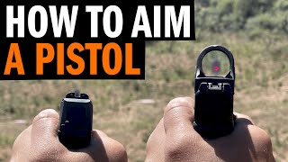 How To Aim A Pistol Using Iron Sights Or A Red Dot [upl. by Roderigo]