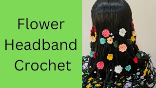 Flower hairband crochetFlower Headdress hair accessory crochet [upl. by Mehta]