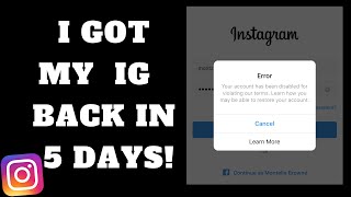 How To Get Disabled Instagram Account Back In 5 DAYS 2019 TUTORIAL [upl. by Klusek]