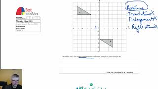 GCSE Maths Edexcel Foundation Paper 2 Thursday 4 June 2020 Q18 Transformations [upl. by Sherlock]